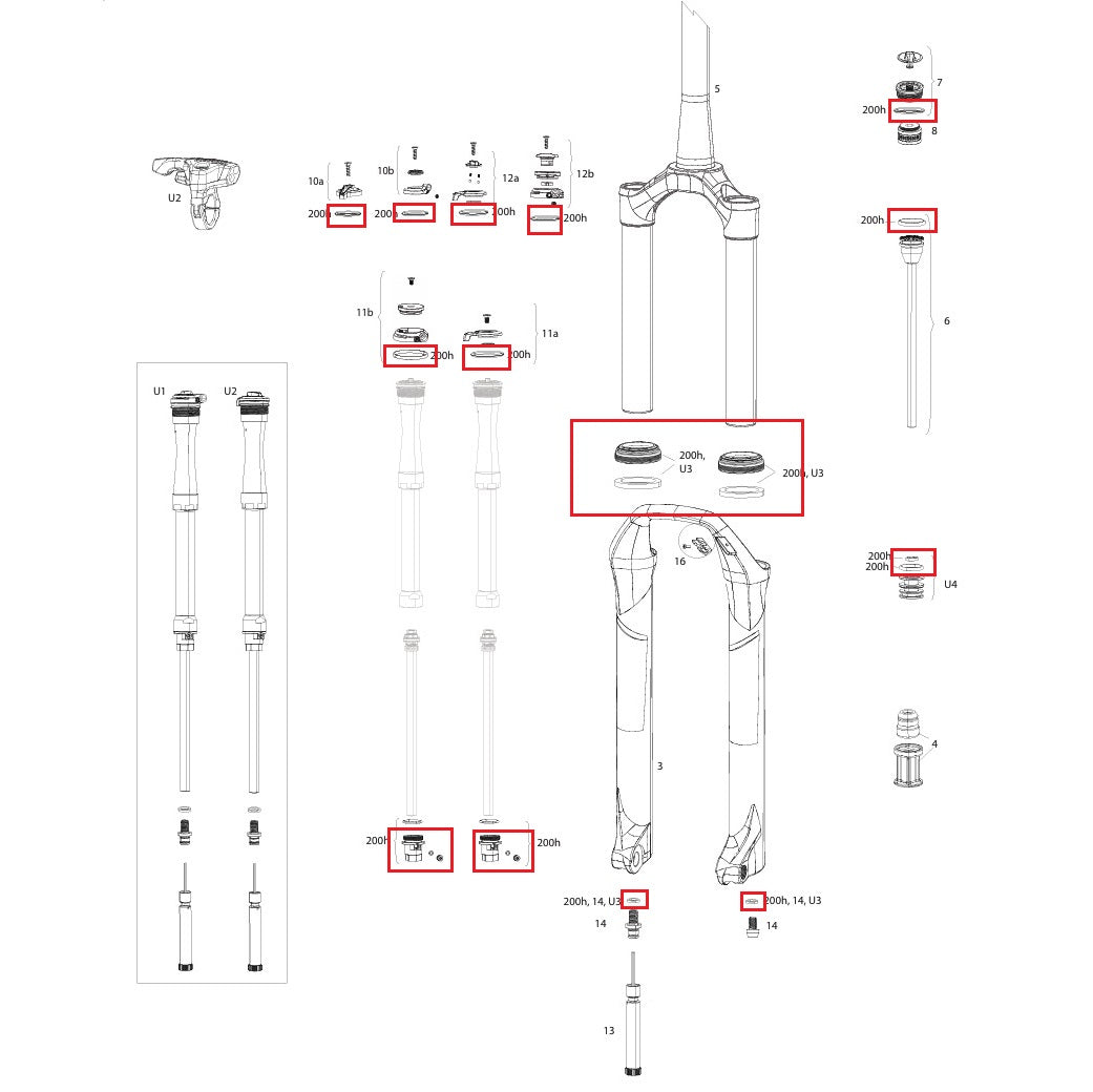 Kit de mantenimiento 200 horas / 1 año ROCKSHOX SID SL (32MM) RL/RLC/XX/SELECT/SELECT+/ULT (2017-2020) GEN-B