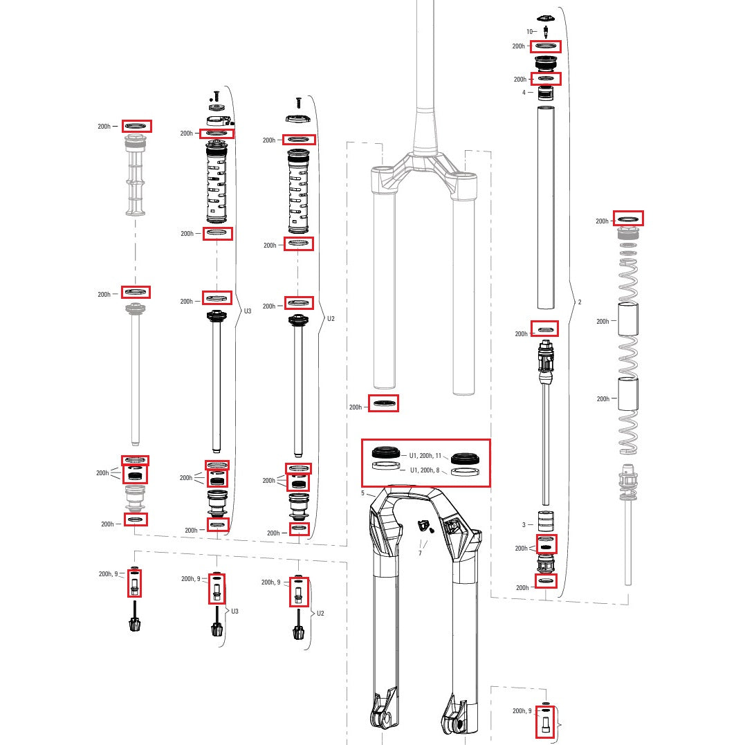 Kit de mantenimiento 200 h/año ROCKSHOX PSYLO Silver (2025+) Generación A