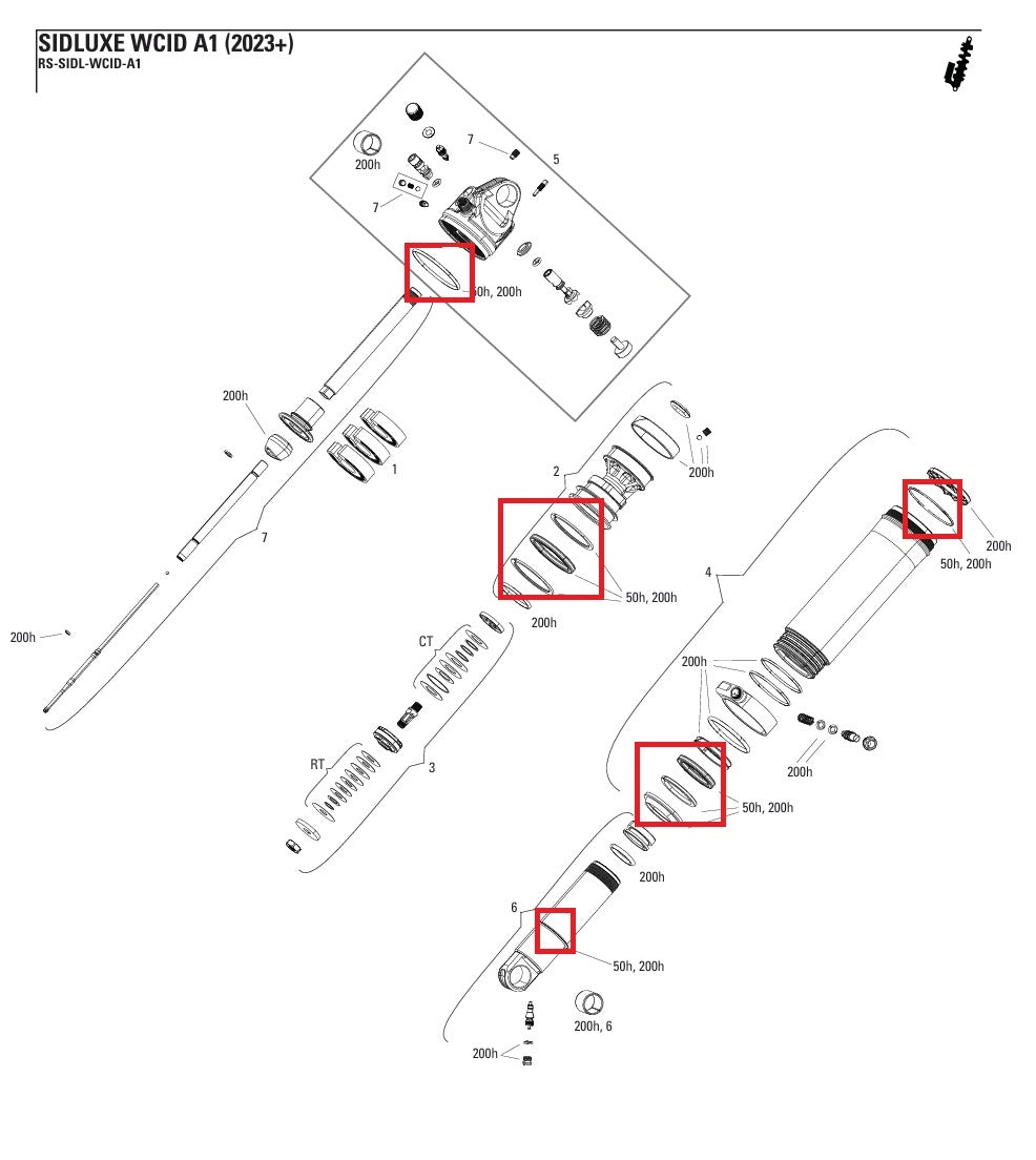 Kit de servicio de 50 horas ROCKSHOX SIDLUXE WCID (2023) GENERATION-A