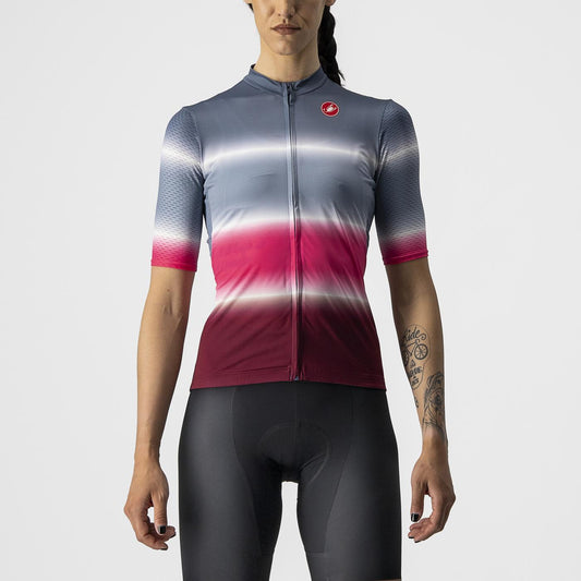 CASTELLI DOLCE Maillot de manga corta para mujer Azul/Burdeos