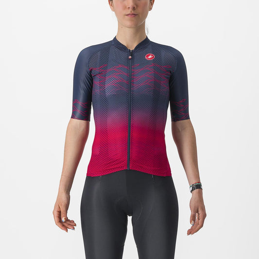 Maillot de manga corta para mujer CASTELLI CLIMBER'S 2.0 W Azul marino/Rosa