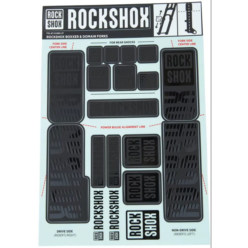 Kit de adhesivos para horquilla ROCKSHOX de 35 mm de doble pletina STEALTH MY18 para BOXXER/DOMAIN #11.4318.003.514