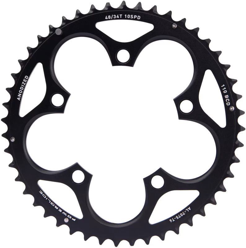 Plato exterior de 10 velocidades SRAM Road 110 BCD GXP L-Pin de aluminio negro