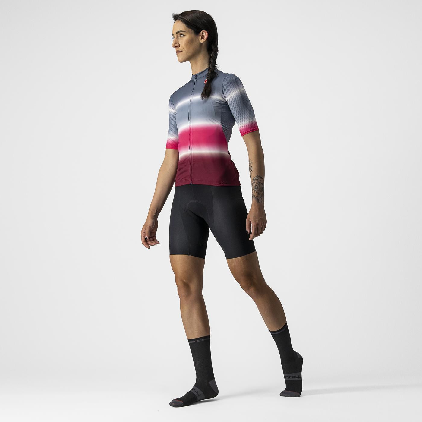 CASTELLI DOLCE Maillot de manga corta para mujer Azul/Burdeos