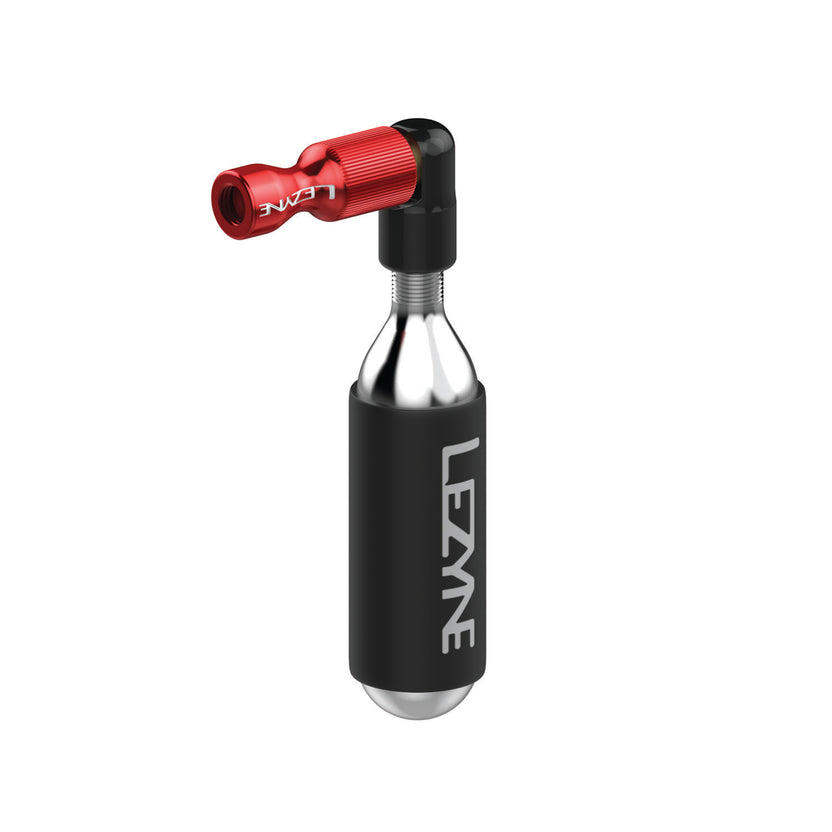 Inflador de CO2 LEZYNE TRIGGER DRIVE + cartucho de CO2 roscado rojo