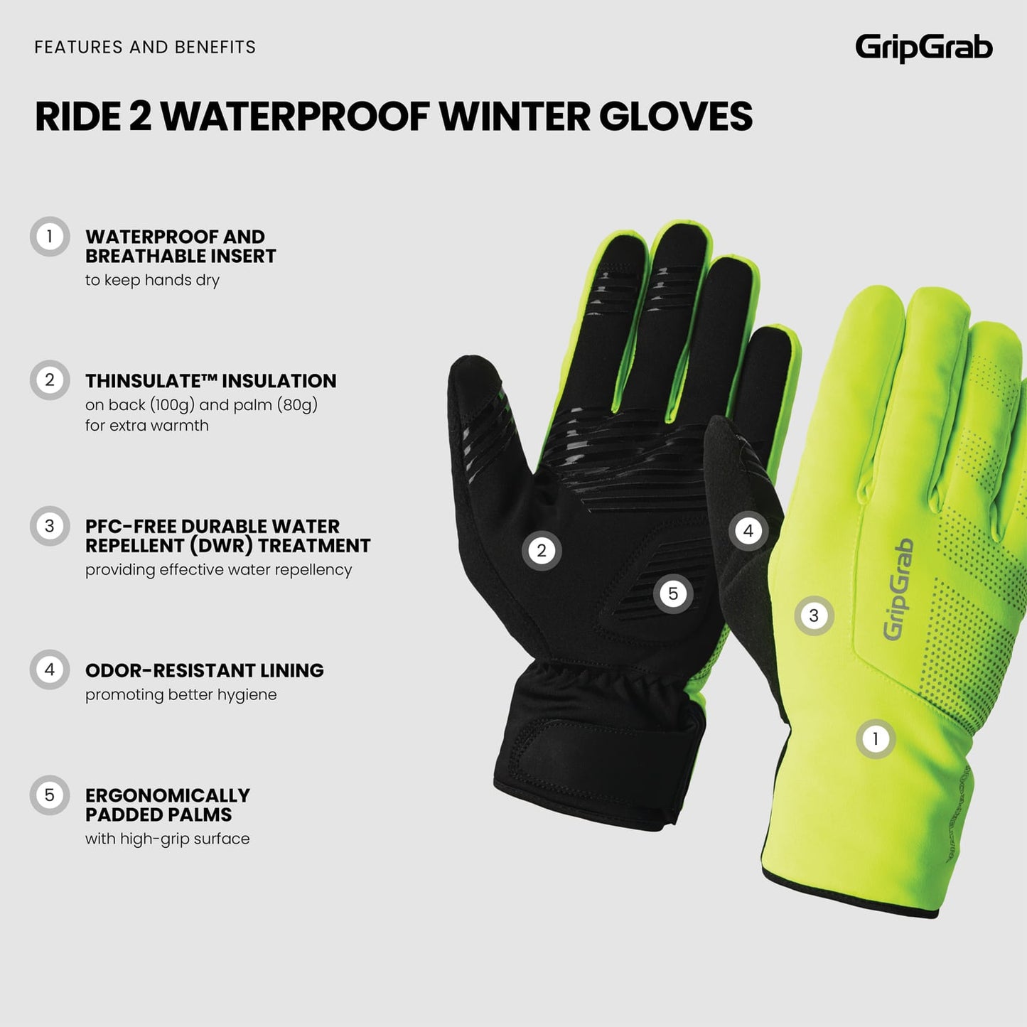 GRIPGRAB RIDE 2 GUANTES IMPERMEABLES Amarillo