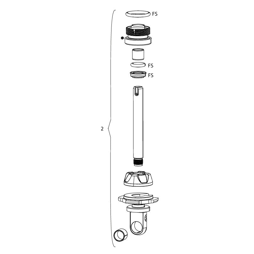 Conjunto de ojal/vástago/cabezal de estanqueidad ROCKSHOX con rebote a 90° 240x76 mm Medium para VIVID #11.4118.021.010