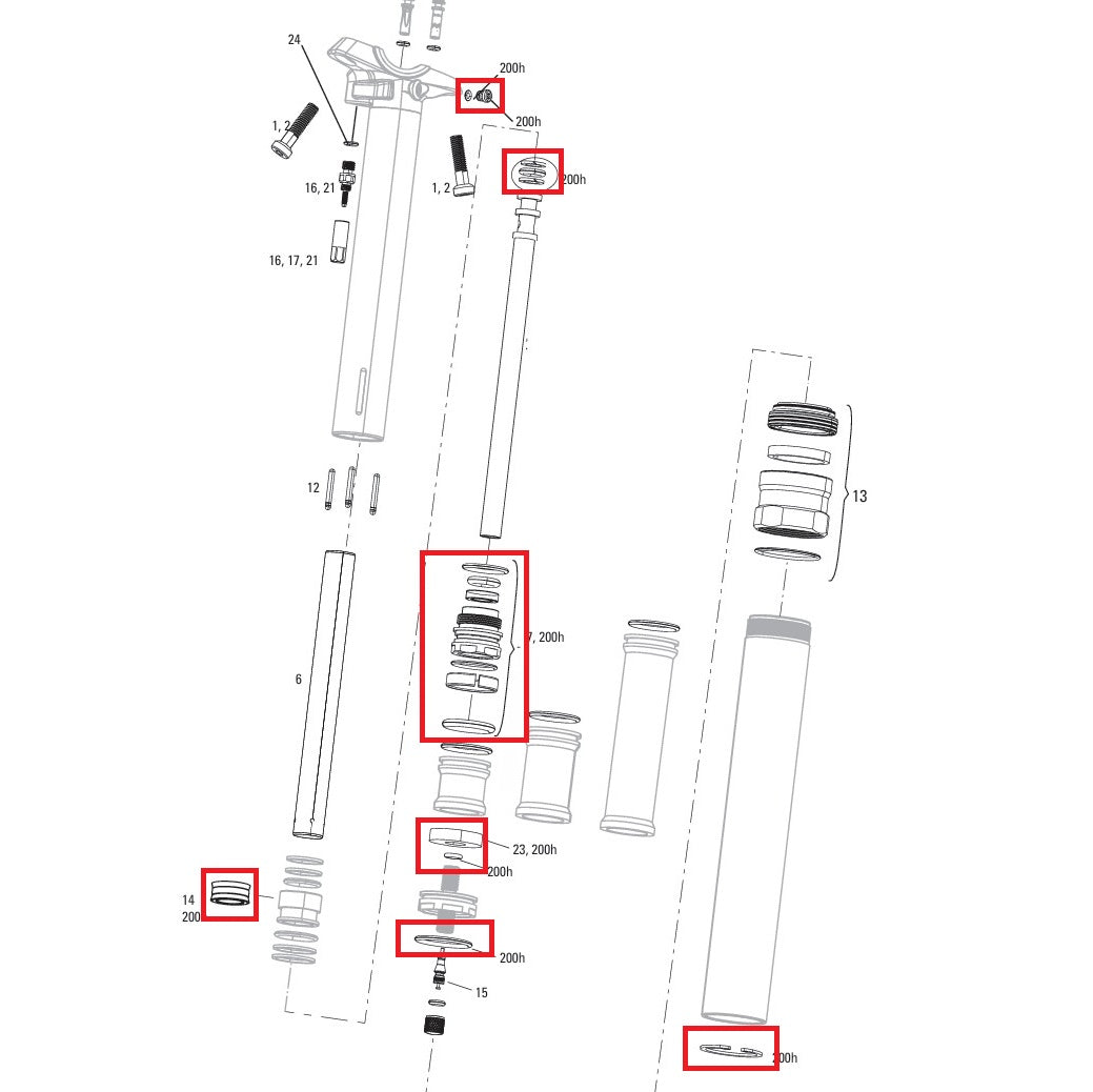 Kit de mantenimiento ROCKSHOX REVERB A2-V2 200 h/año (2013-2016)