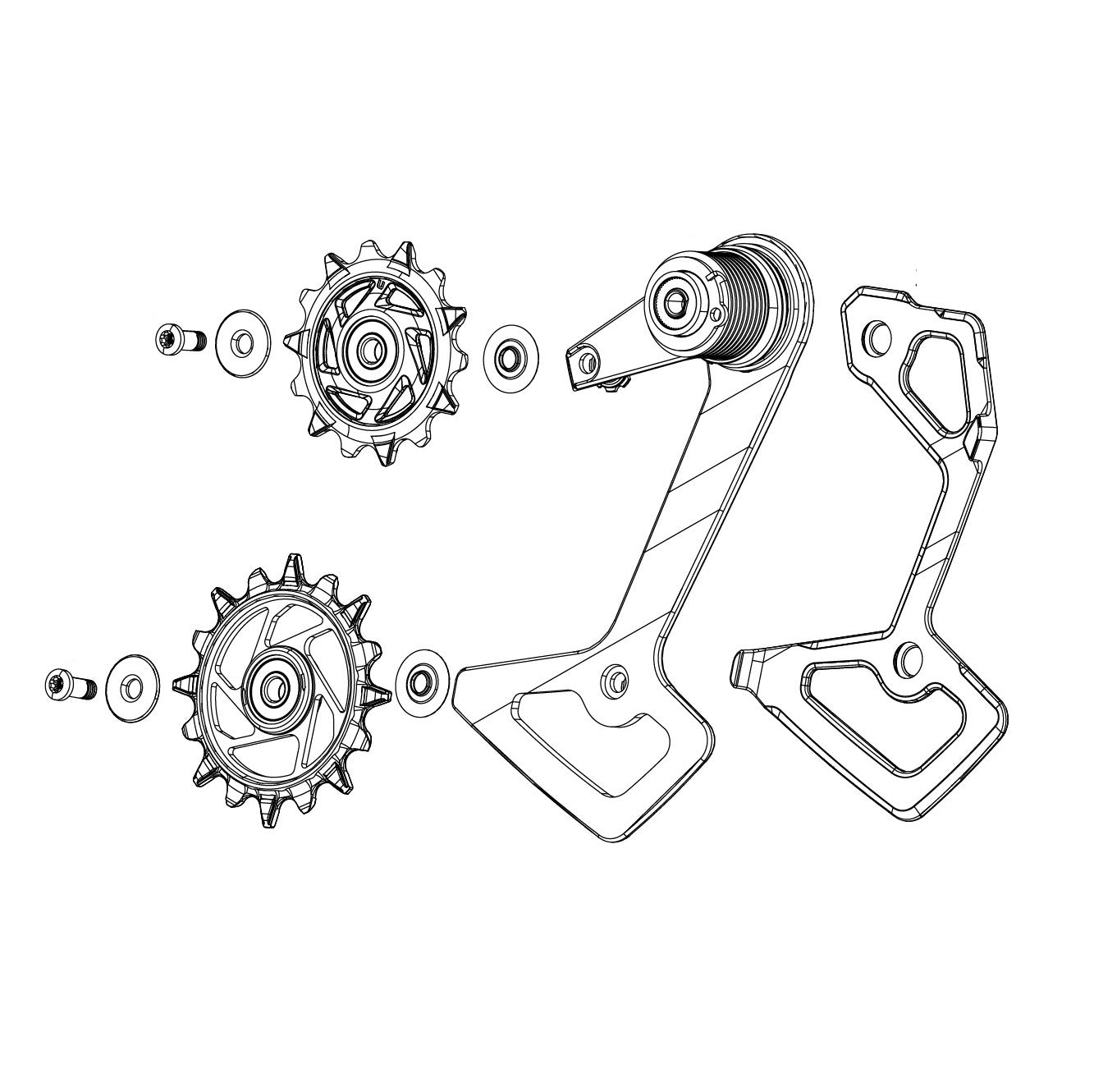 SRAM RED XPLR AXS E1 Jaula de cambio y ruedas