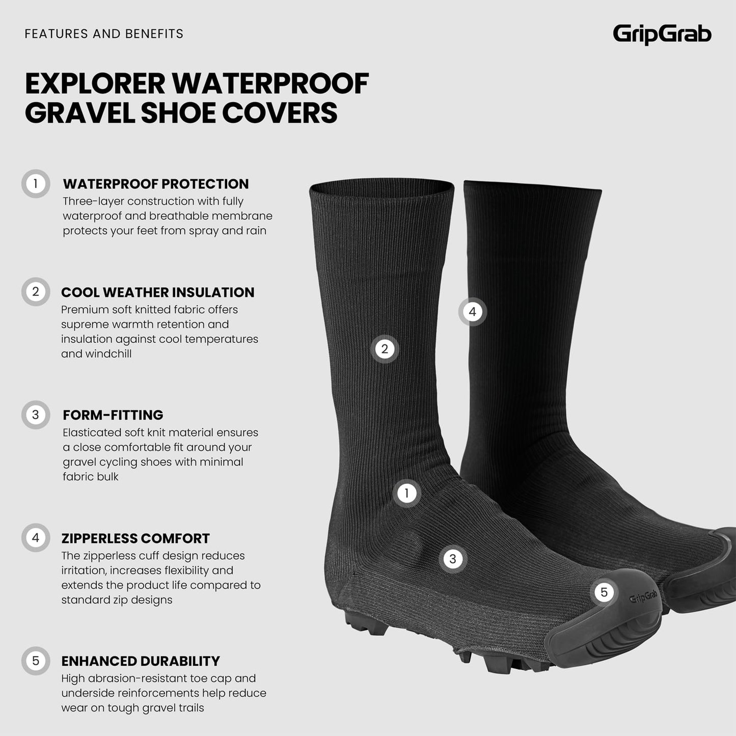 Cubrebota GRIPGRAB EXPLORER WATRPROOF GRAVEL Negro