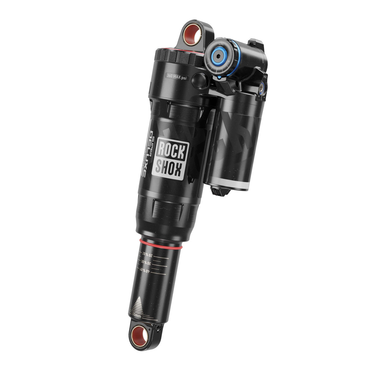 Amortiguador ROCKSHOX SUPER DELUXE ULTIMATE RC2T HBO DEBONAIR+ Linear XL sobre rodamiento para Santa Cruz