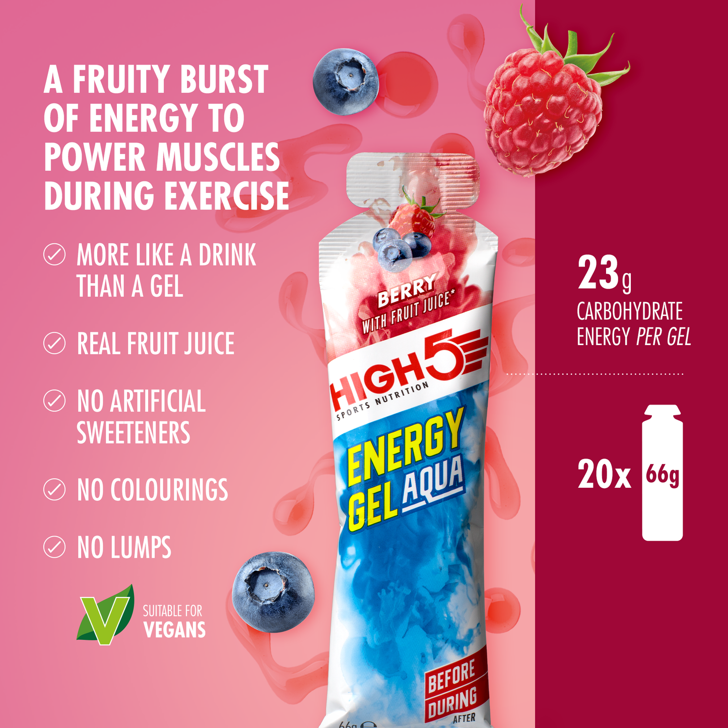 HIGH5 ENERGY GEL Aqua (66g) Frutos rojos