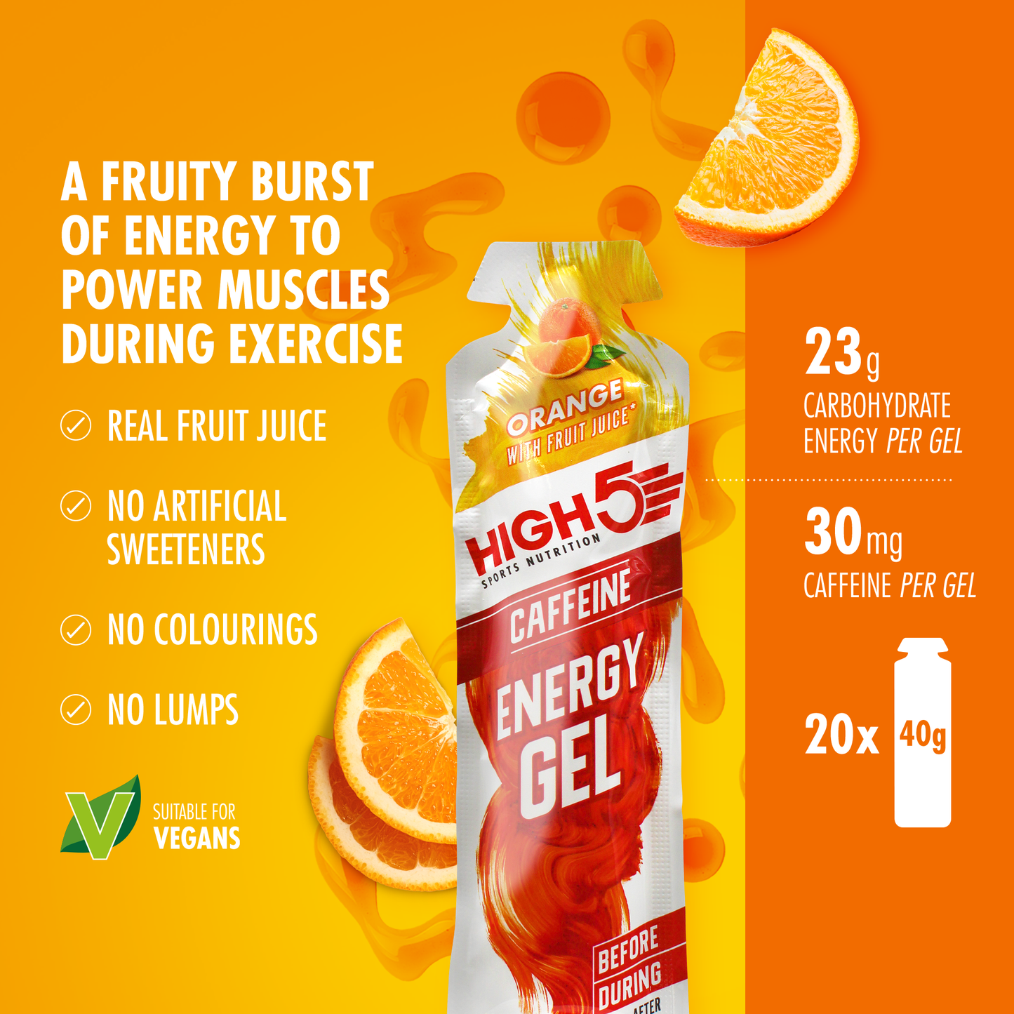 GEL ENERGÉTICO High5 Cafeína (40g) Naranja