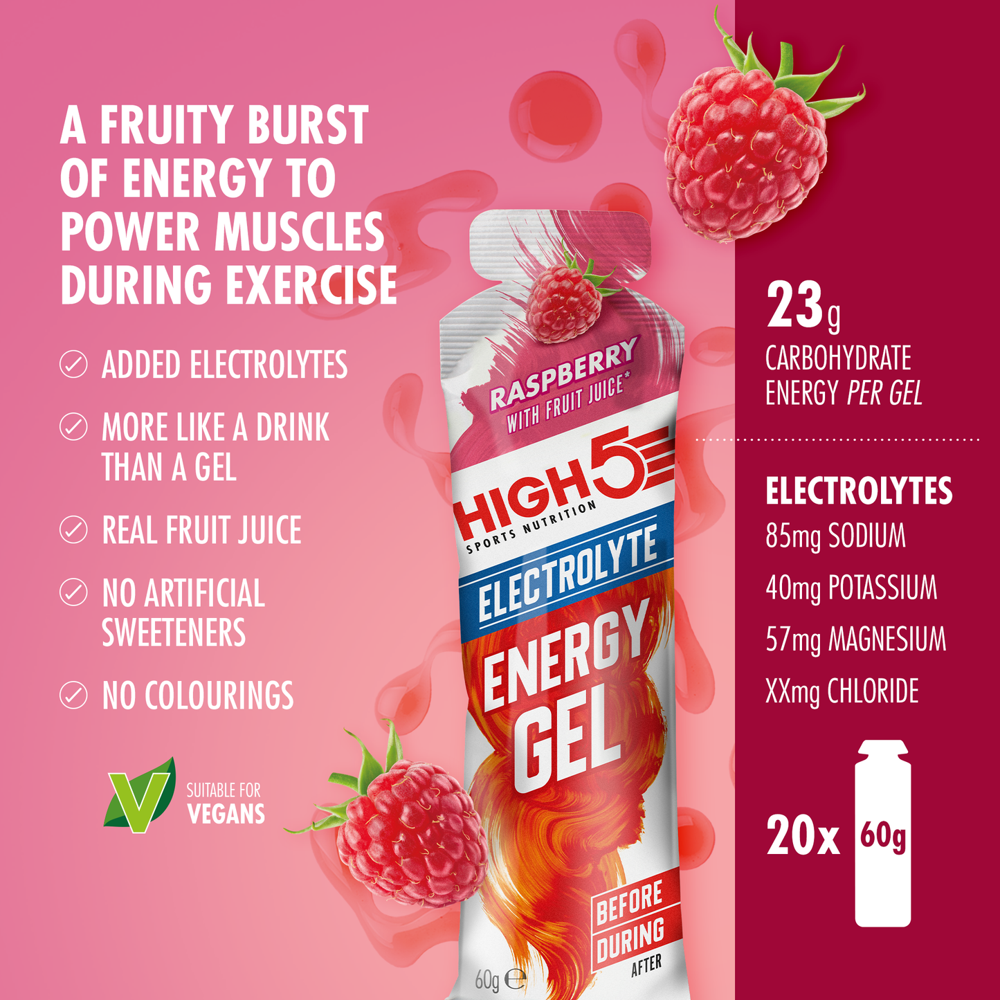 HIGH5 ENERGY ELECTROLYTE Gel Energizante (60g) Frambuesa