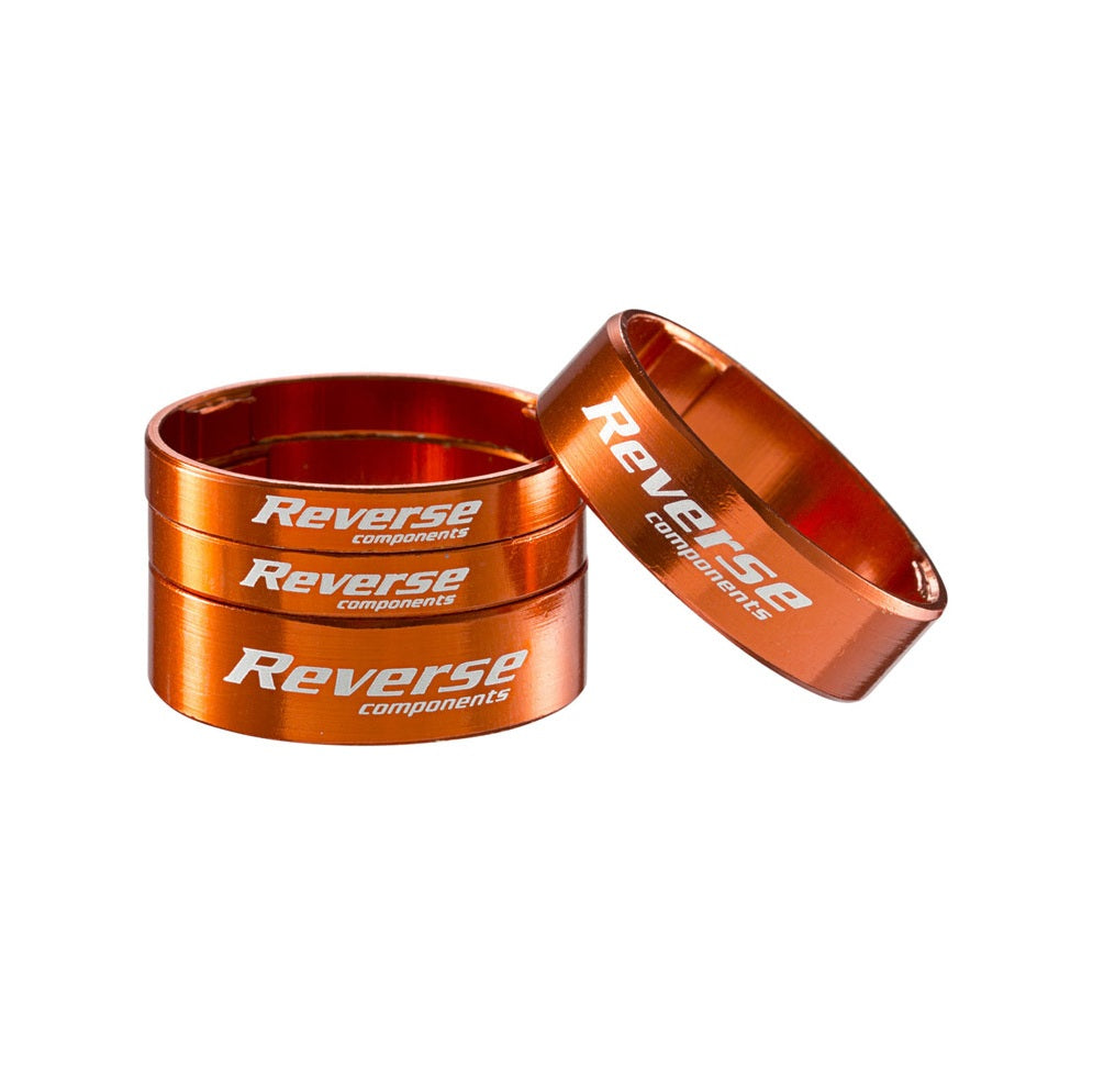 Kit de espaciadores de dirección REVERSE COMPONENTS de aluminio ultraligero de 1"1/8, color naranja