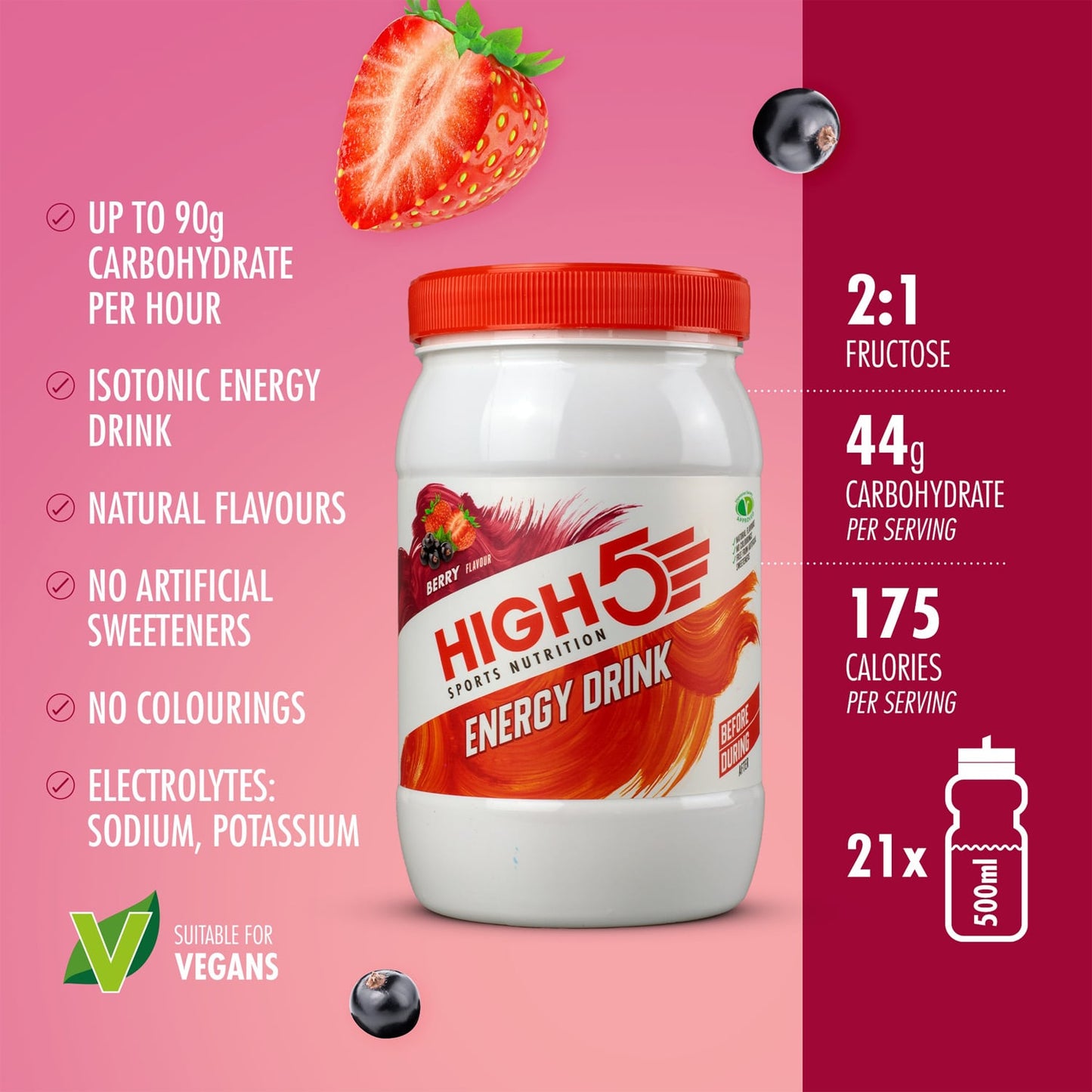 BEBIDA ENERGÉTICA High5 (1kg) Frutos Rojos