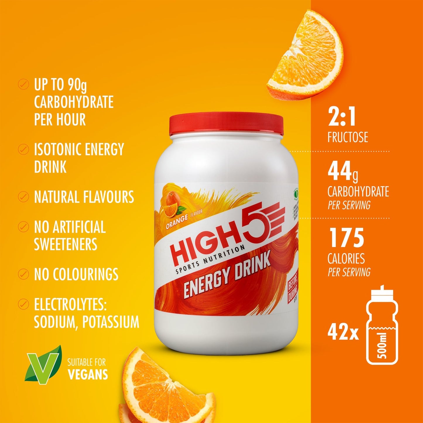 BEBIDA ENERGÉTICA High5 (2,2 kg) Naranja