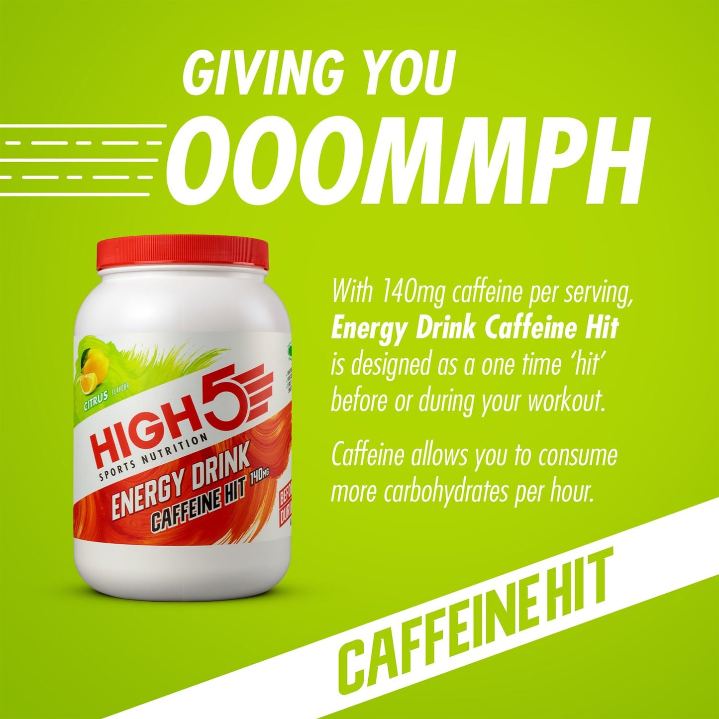 Bebida Energética High5 ENERGY DRINK CAFFEINE HIT (1.4kg) Limón