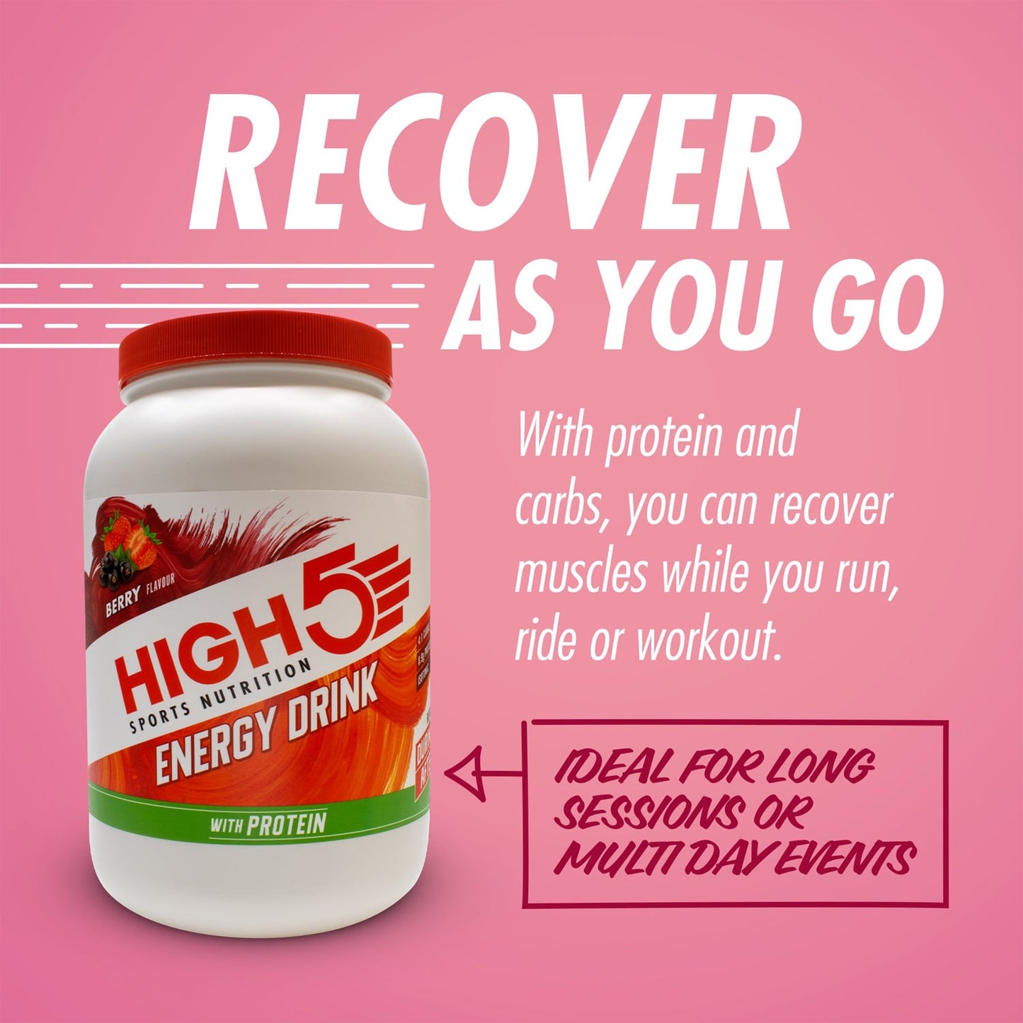 Bebida Energética High5 ENERGY DRINK PROTEIN (1.6kg) Frutos Rojos