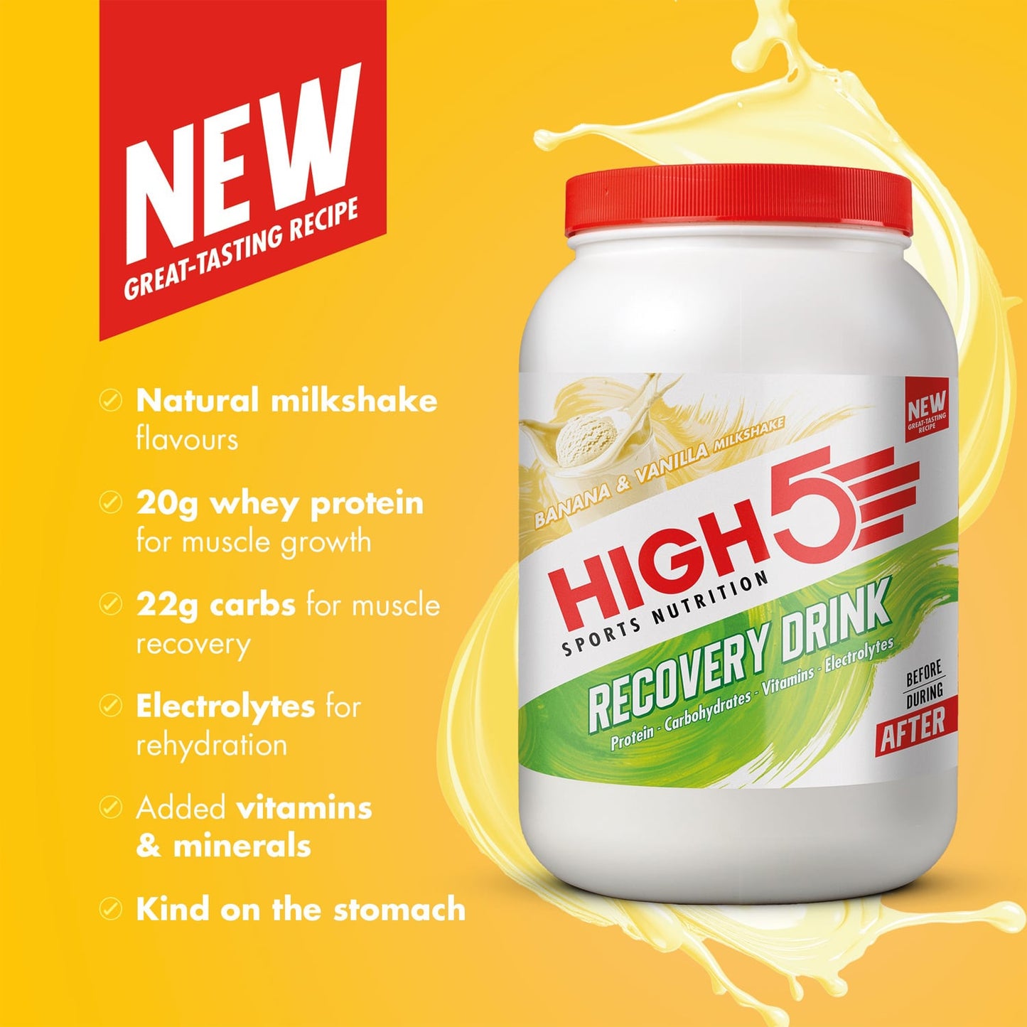 BEBIDA DE RECUPERACIÓN High5 BEBIDA DE RECUPERACIÓN (1.6kg) Batido de Plátano y Vainilla