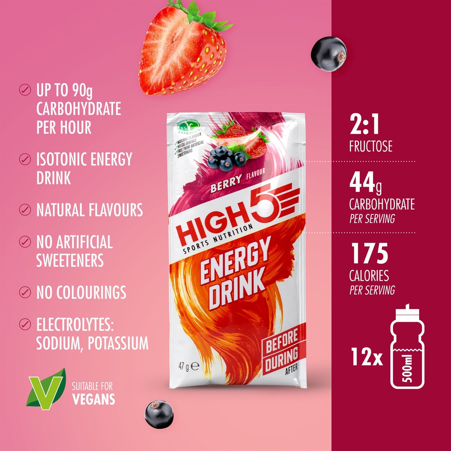 Bebida Energética High5 ENERGY DRINK (47g) Frutos Rojos
