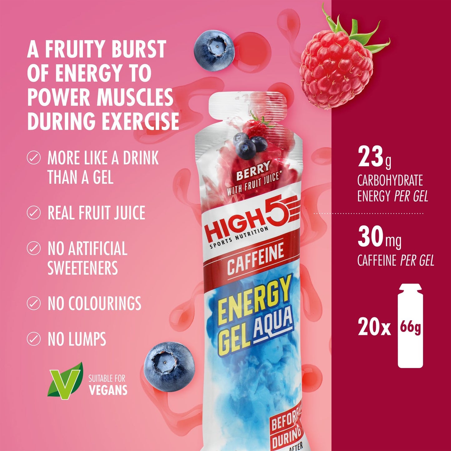 High5 ENERGY GEL Aqua Cafeína (66g) Frutos Rojos