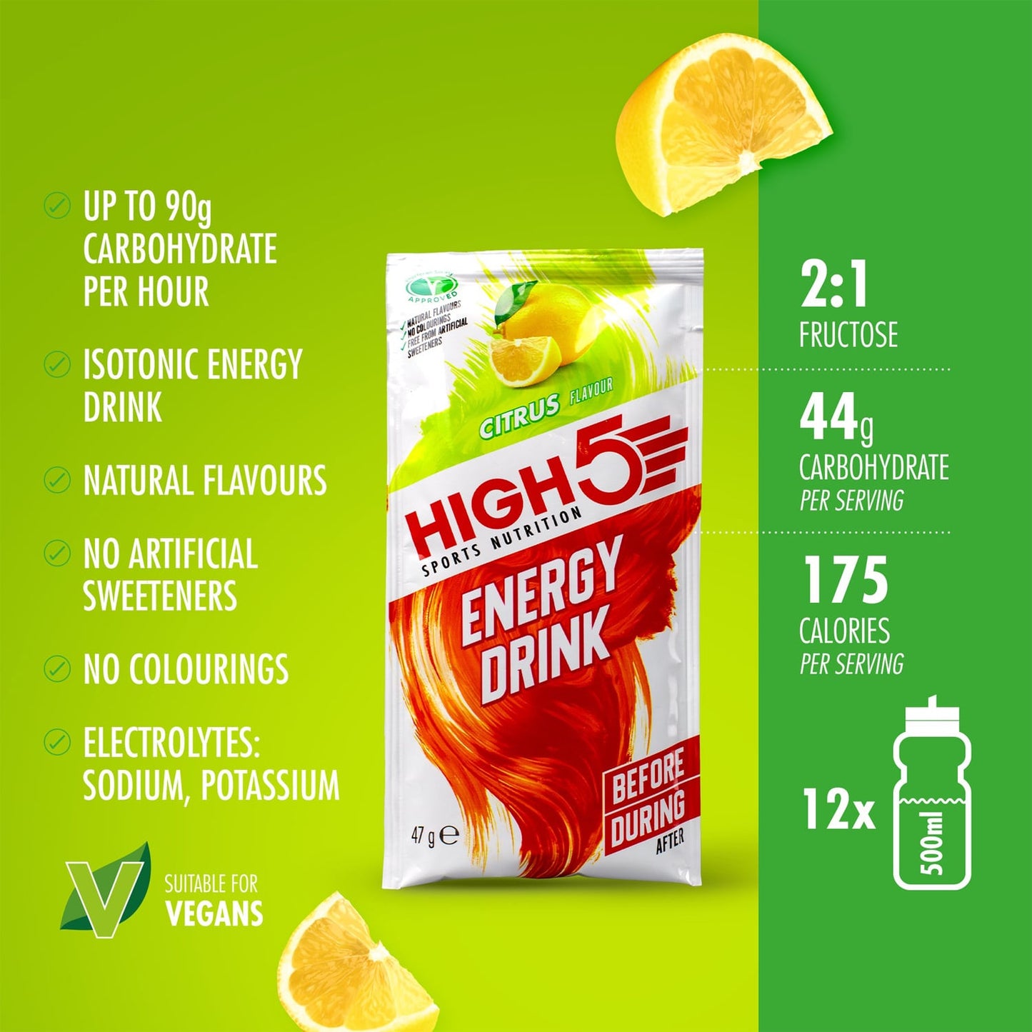 Bebida Energética High5 ENERGY DRINK CAFFEINE HIT (47g) Limón