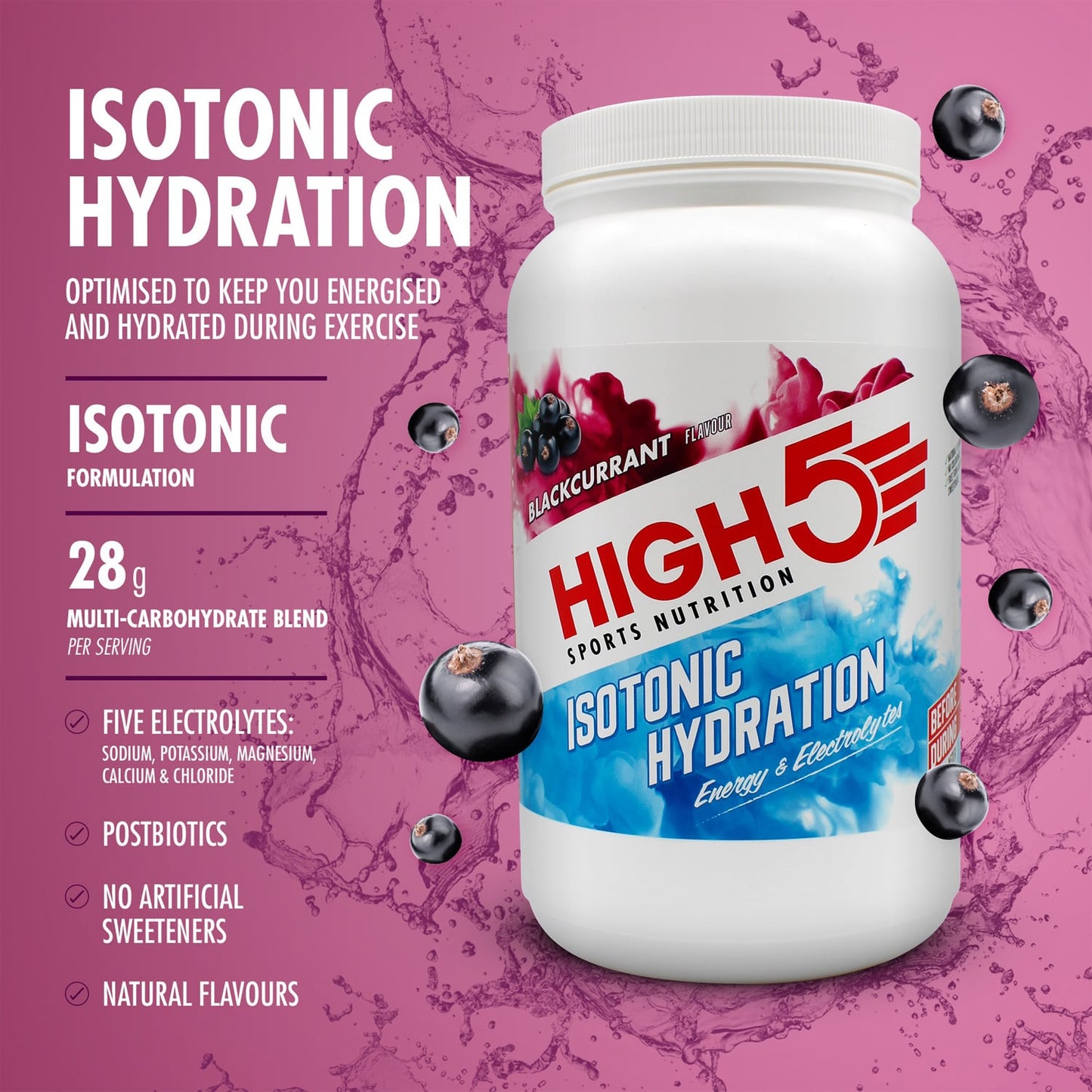 Bebida energética High5 ISOTONIC (1,23kg) Grosella negra