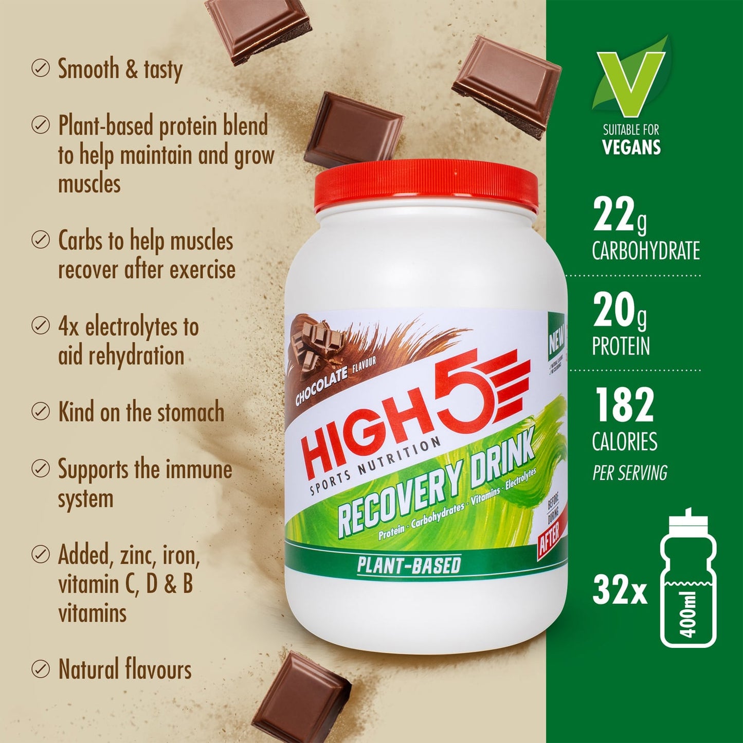 High5 BEBIDA DE RECUPERACIÓN A BASE DE PLANTAS (1,6kg) Chocolate
