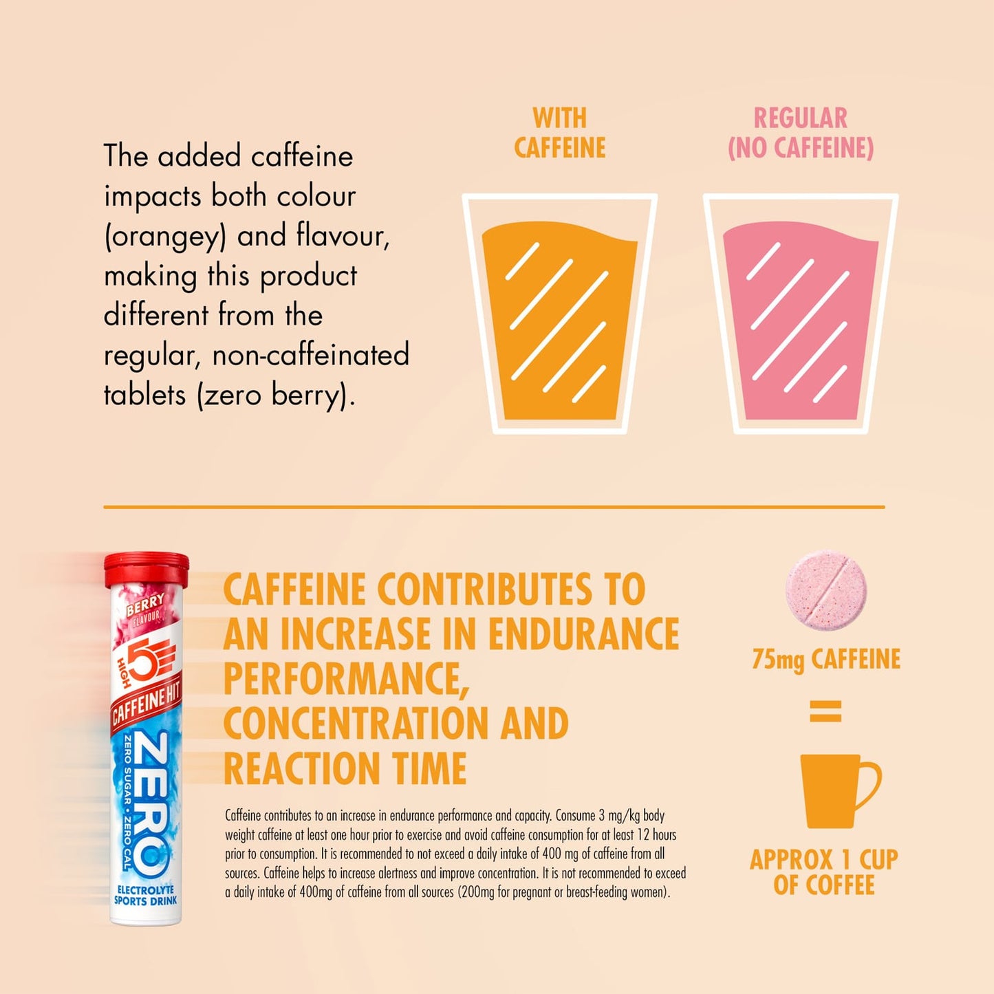 Boisson Anticrampe High5 ZERO Caffeine Hit Tubo de 20 Pastillas de Frutos Rojos