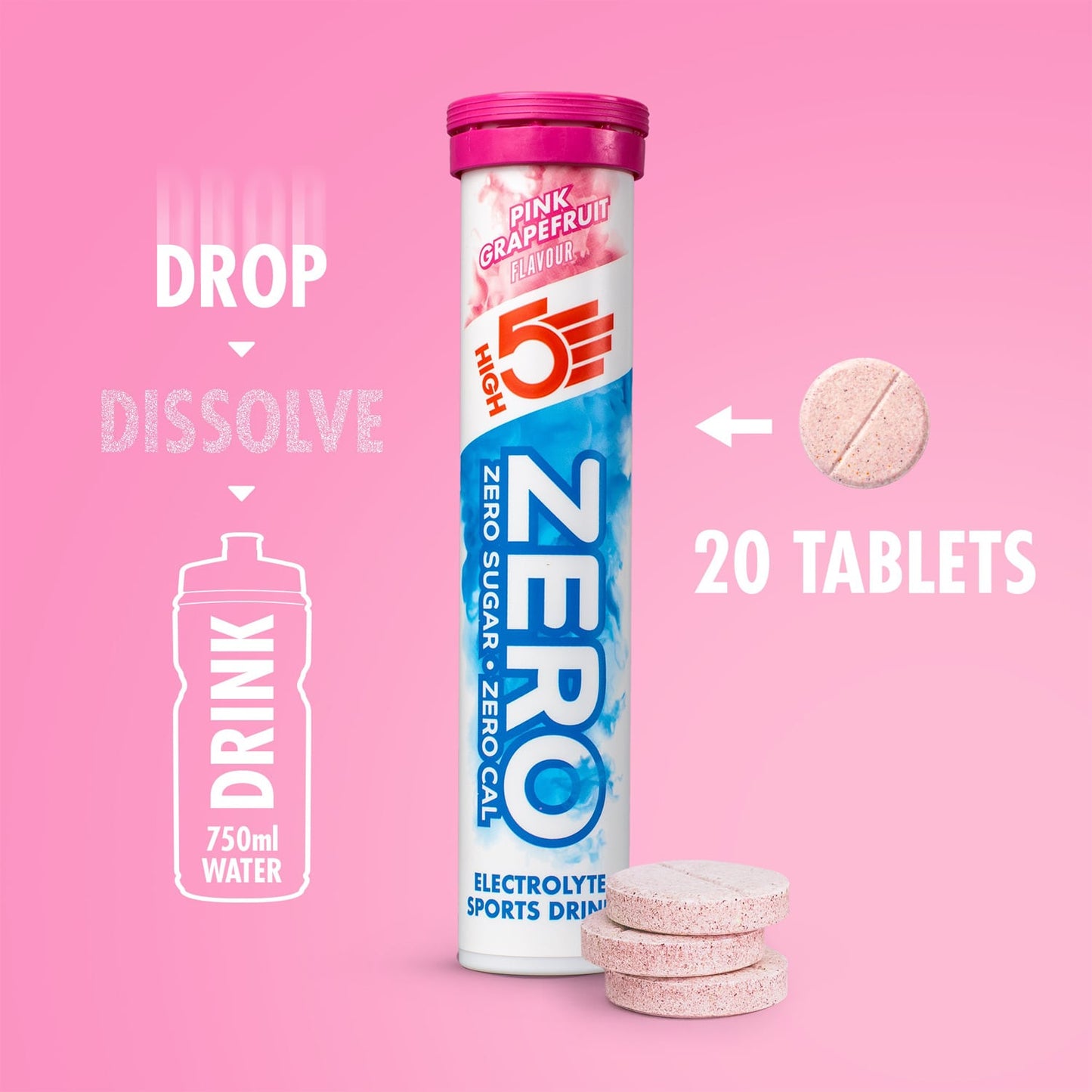 High5 ZERO Hidratación Electrolítica (20 Comprimidos) Pomelo