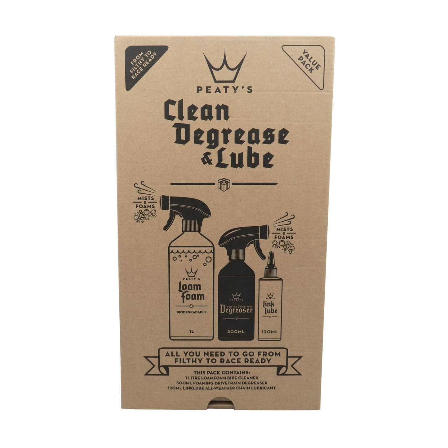 Kit de mantenimiento PEATY'S WASH DEGREASE LUBRICATE STARTER PACK