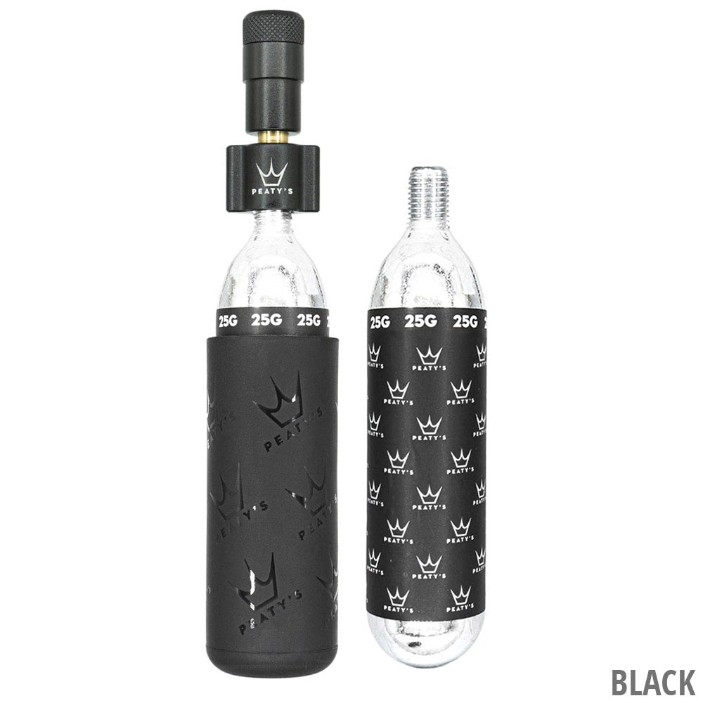 PEATY'S HOLESHOT MTB CO2 Percutor + 2 x 25g Cartuchos CO2 Roscados Negro