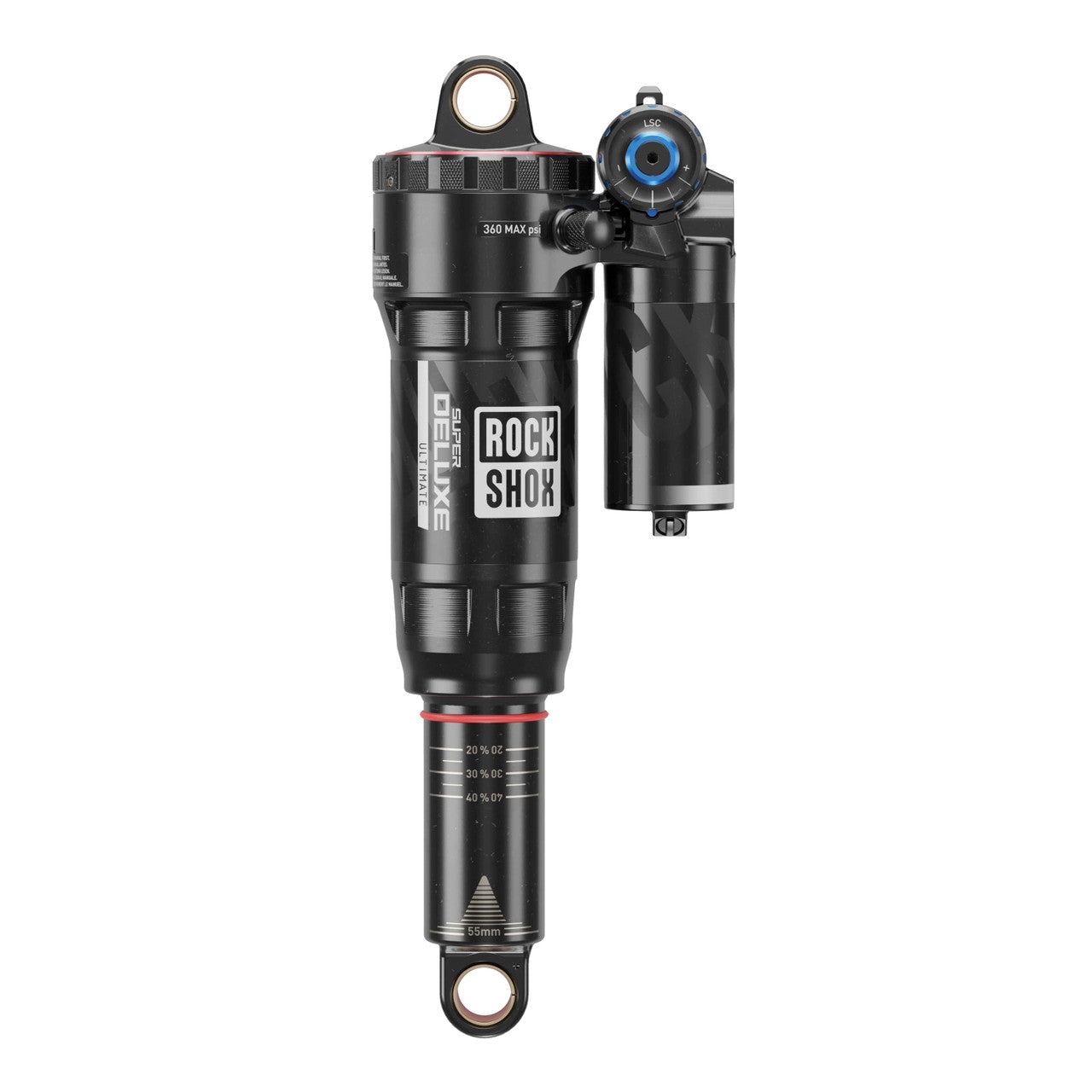 Amortiguador ROCKSHOX SUPER DELUXE ULTIMATE RC2T HBO DEBONAIR+ Linear XL sobre rodamiento para Santa Cruz