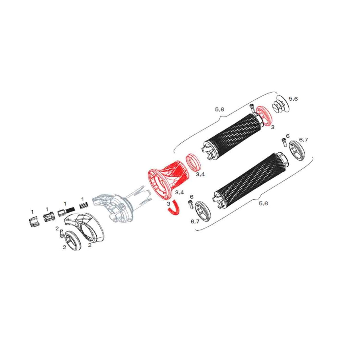 Kit de Empuñadura de Repuesto para Mando de Cambio Delantero SRAM GRIP SHIFT XX / X0 #11.7018.010.000