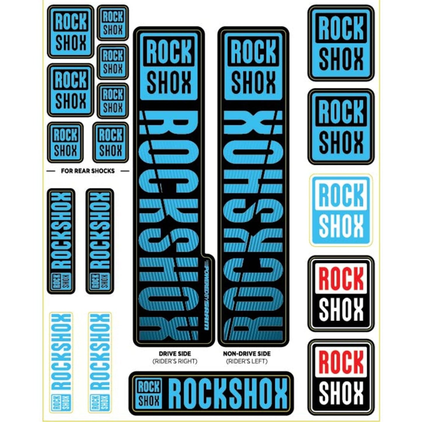 Kit Stickers pour Fourches Simple Té ROCKSHOX Plongeurs 35 mm (2018+) Bleu