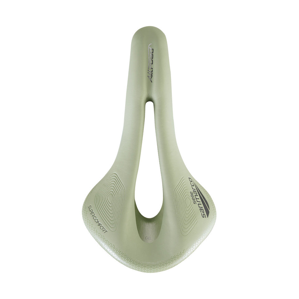 Sillín SAN MARCO ALLROAD SUPERCONFORT OPEN-FIT RACING L3 Ancho 146mm Raíles de acero Xsilite Sage Green