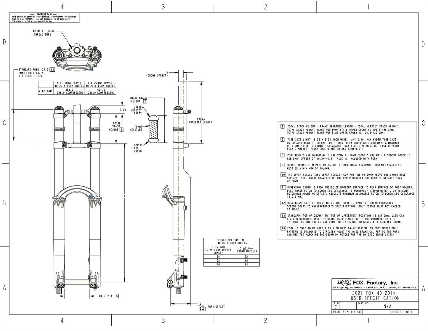 FOX 40 FACTORY 29" Grip X2 Horquillas Negro 2026