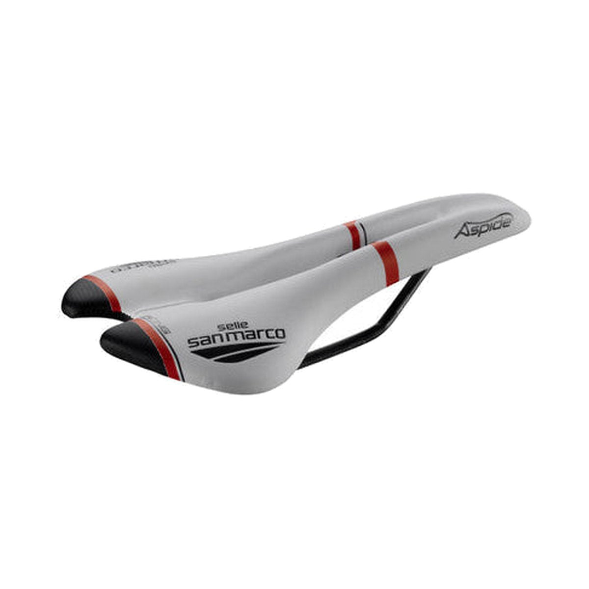 Sillín SAN MARCO ASPIDE RACING OPEN FIT NARROW Raíles Xsilite Blanco/Negro/Rojo
