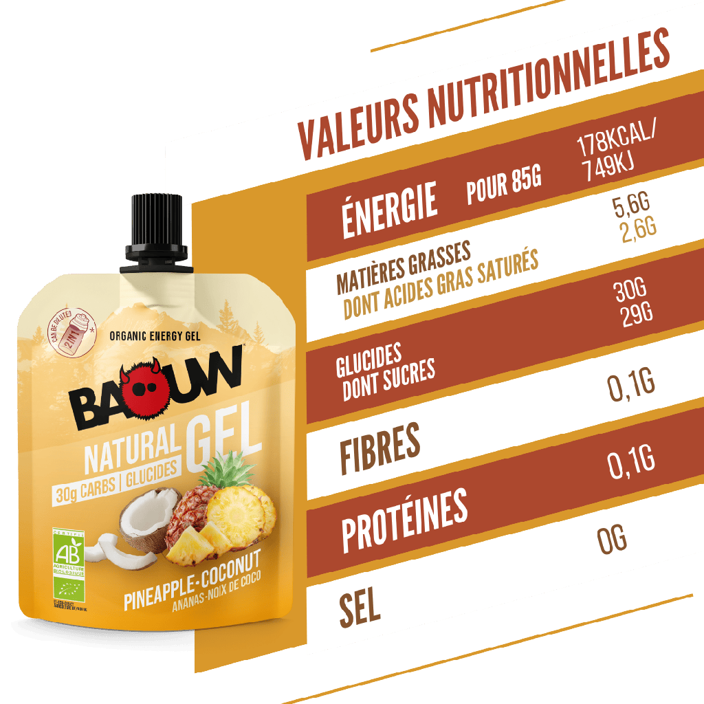 BAOUW Gel Energético Piña/Coco Ecológico (85g)