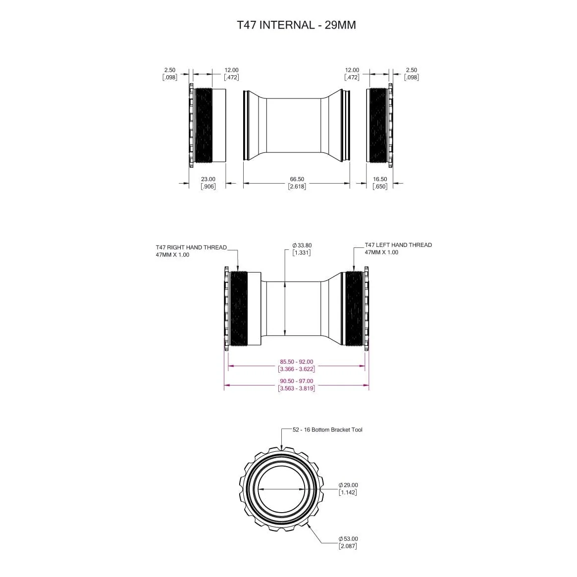Platos y bielas WOLFTOOTH T47 29mm SRAM DUB Black