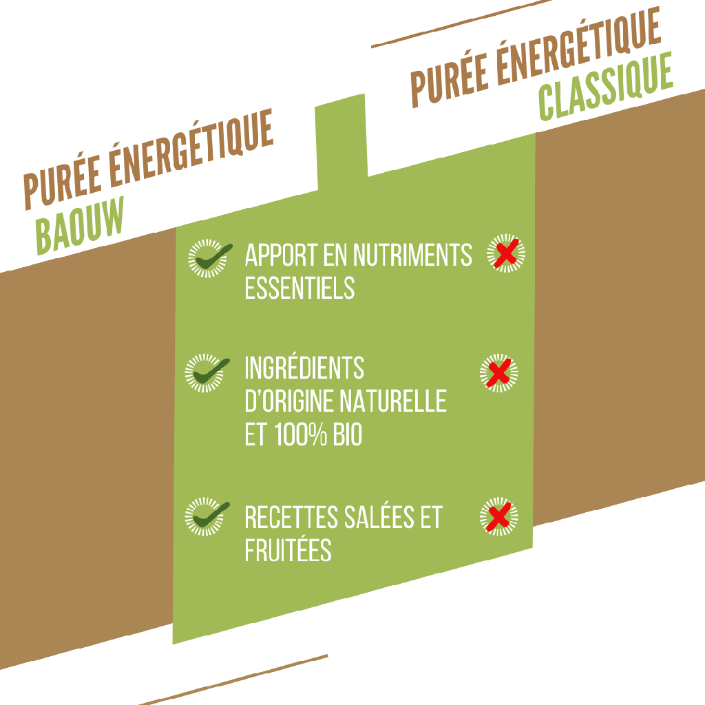 BAOUW Puré Energético de Frutas Receta Ecológica Plátano/Kiwi/Vainilla (90g)