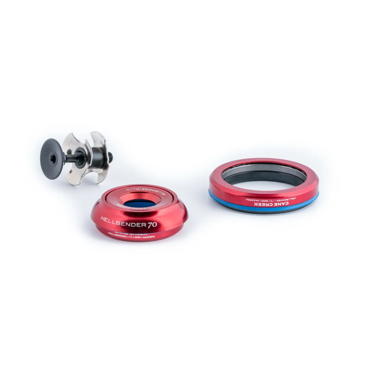Juego de dirección integrado cónico CANE CREEK Hellbender 70 Lite 1"1/8-1.5" IS41/IS52 rojo