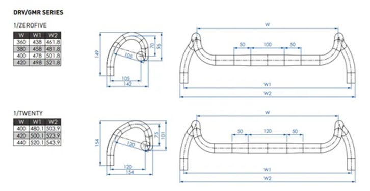 Manillar Gravel PROFILE DESIGN DRV/GMR Drop 120