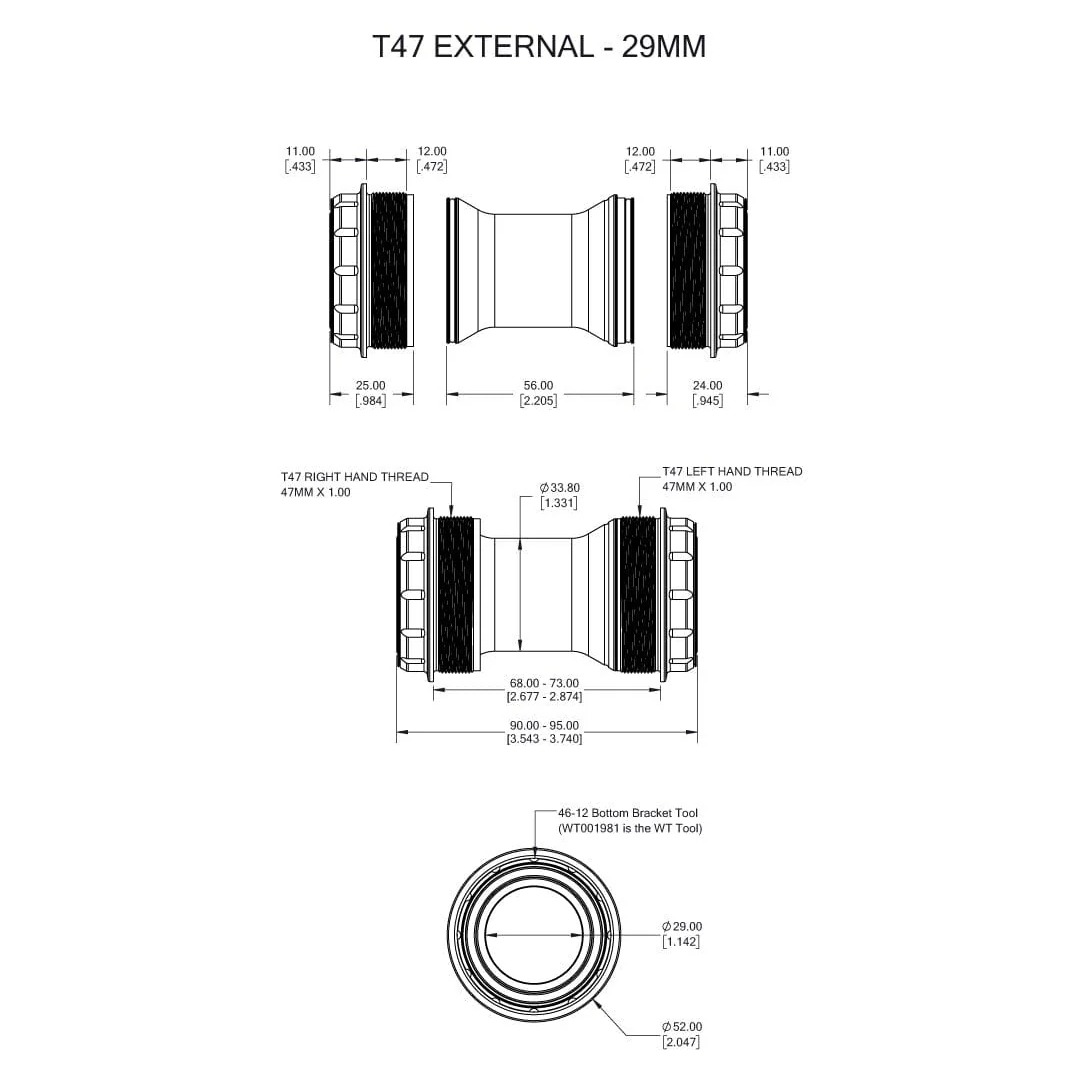 Platos y bielas WOLFTOOTH T47 External 29mm SRAM DUB Black