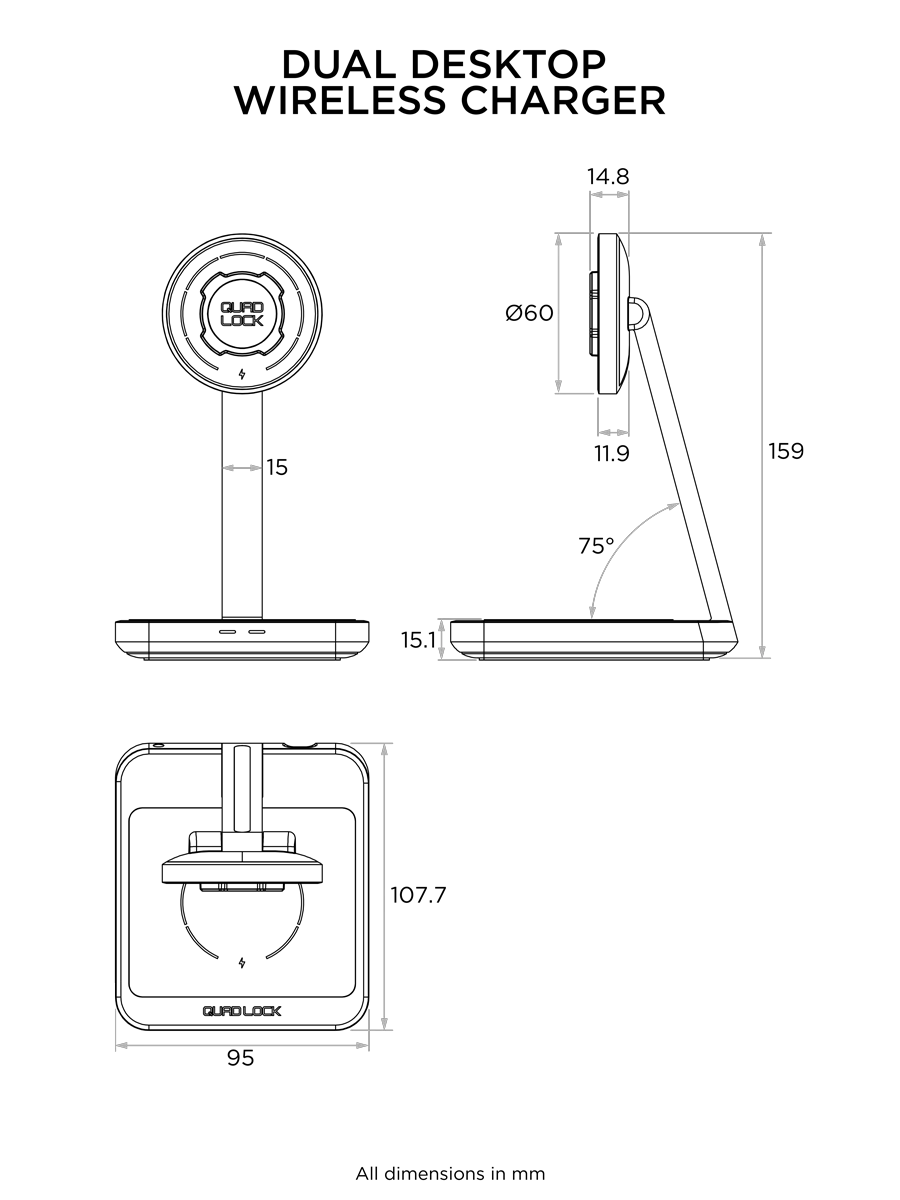 Cargador de inducción de sobremesa doble QUADLOCK