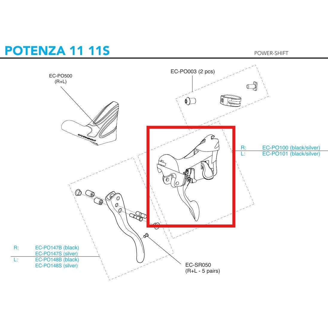 CAMPAGNOLO POTENZA 11V 2018 Cambio Derecho Cuerpo Llanta Frenos