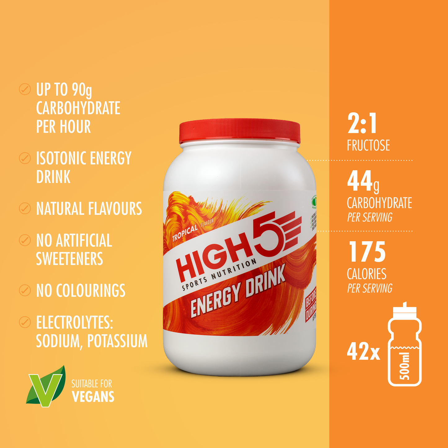 BEBIDA ENERGÉTICA HIGH5 ENERGY DRINK (2.2kg) Tropical