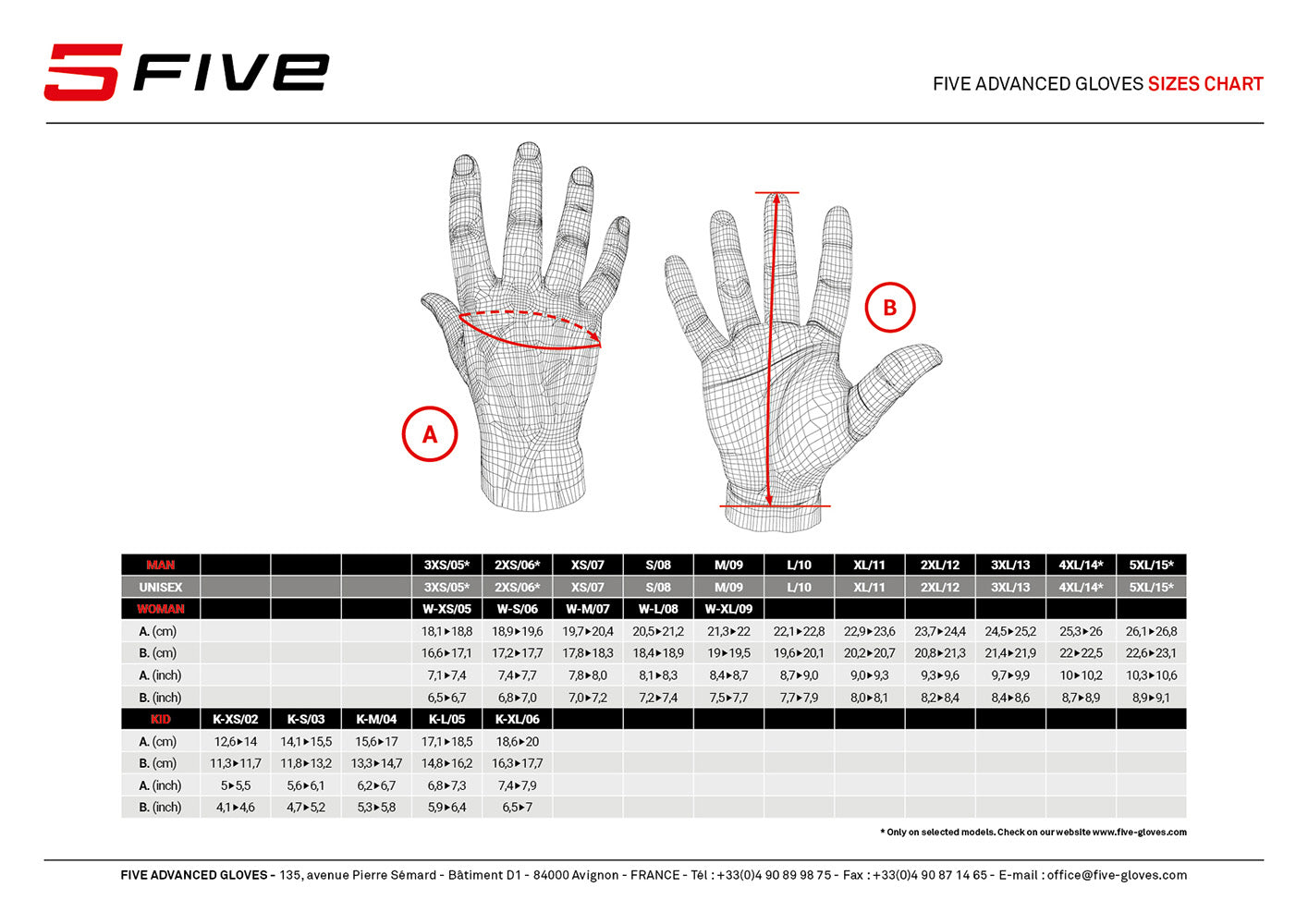 Guantes FIVE BMX RACE Junior Rojos