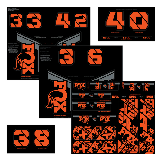 Kit de pegatinas FOX Factory naranja para horquilla y amortiguador